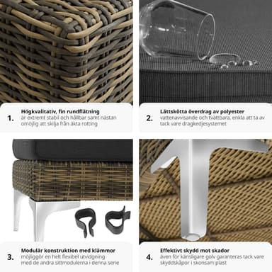 tectake Modulärt rottingset Villanova aluminium höger hörn - Antracitgrå melerad