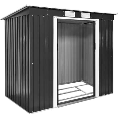 tectake Redskapsbod med snedtak 213x130x173cm - grå/vit