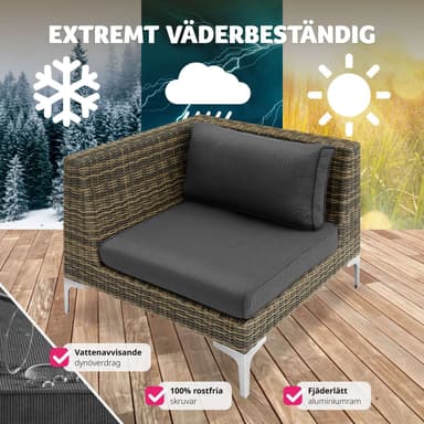 tectake Modulärt rottingset Villanova aluminium höger hörn - Antracitgrå melerad