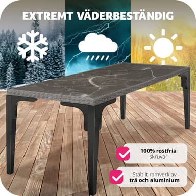 tectake Rottingbord Foggia 196x87x76cm - grå