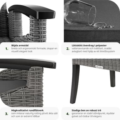 tectake Rottingstol Rosarno - grå