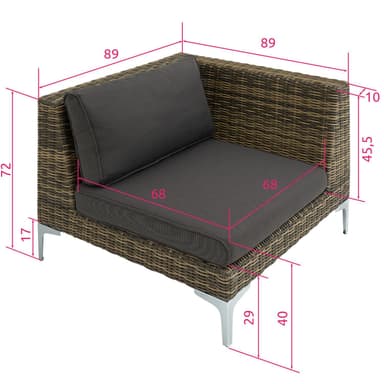 tectake Modulärt loungeset Villanova Aluminiumset 2 3-sits - Antracitgrå melerad