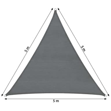tectake Solsegel i polyeten trekantigt, grå - 500 x 500 x 500 cm