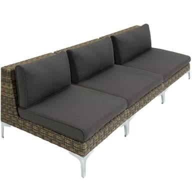 tectake Modulärt loungeset Villanova Aluminiumset 4 3-sits - Antracitgrå melerad