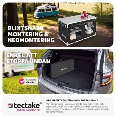 tectake Campingkök Bekvämlighet med 4 fack - svart
