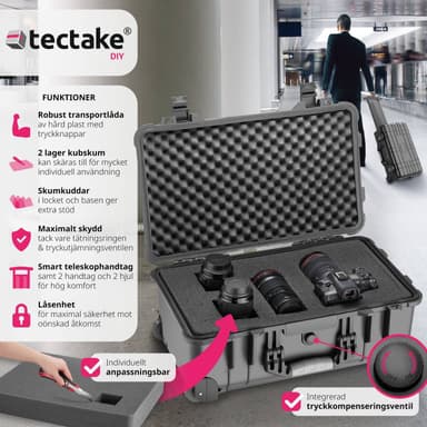 tectake Skyddsväska med hjul och teleskophandtag - 34,5 x 23 x 56 cm