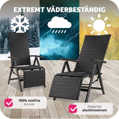 tectake Fällbar stol i rotting med aluminiumram och fotstöd - svart