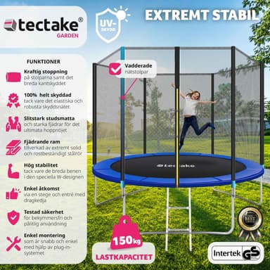 tectake Studsmatta Garfunky med skyddsnät , upp till 80 kg - 305 cm
