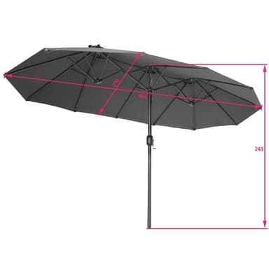 tectake Parasoll Silia 460x270cm med 3 vindskydd - grå