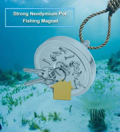 Metalldetektor neodymmagnet, skyddshandskar och rep 10 m / 70 kg