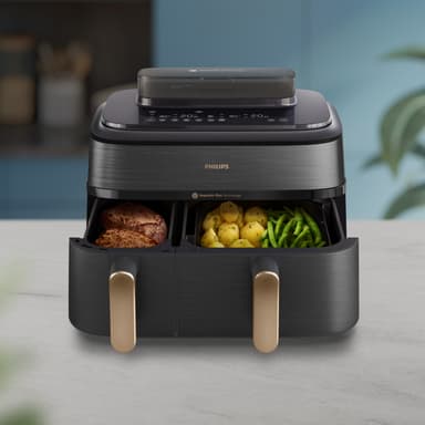 Philips 5000 Series Dual Basket airfryer med ånga NA552/00 (svart)