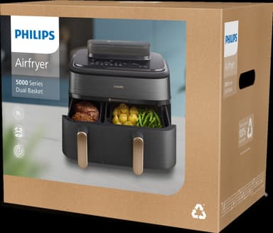 Philips 5000 Series Dual Basket airfryer med ånga NA552/00 (svart)
