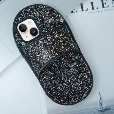 För iPhone 15 TPU Fodral Slipper Toffla Stil Ställ Anti-Fall Telefonfodral