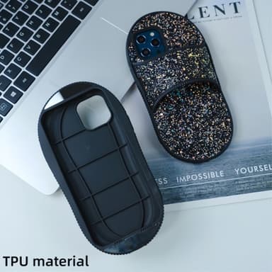För iPhone 15 Pro Max TPU Fodral Slipper Toffla Stil Ställ Anti-Fall Telefonfodral
