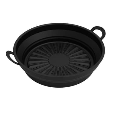 Hopfällbar rund silikonskål för Air Fryer Svart 21.6 cm