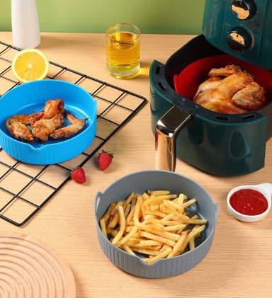 Rund Air Fryer silikongryta 18,5 cm Grå