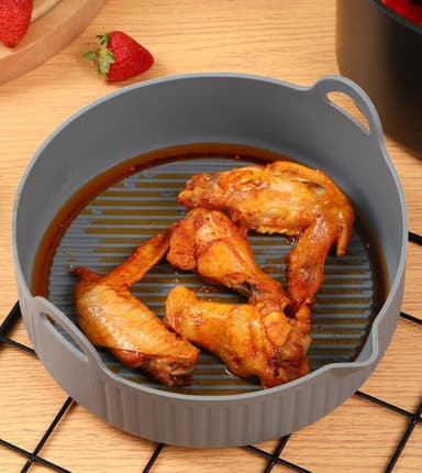 Rund Air Fryer silikongryta 18,5 cm Grå