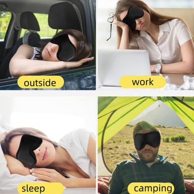 3D sömnögonmask Svart