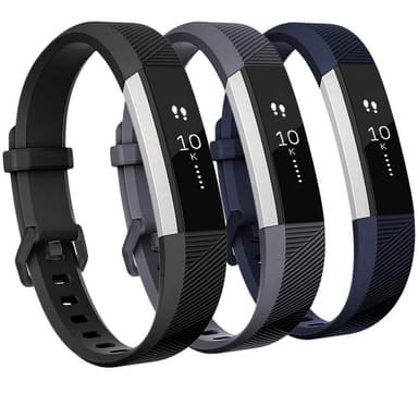 Fitbit Alta/Alta HR armband silikon 3-pack (S) Svart/Grå/Blå