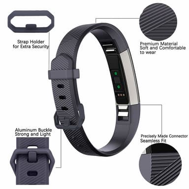 Fitbit Alta/Alta HR armband silikon 3-pack (S) Svart/Grå/Blå