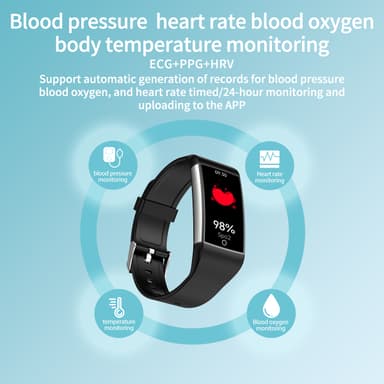 Smart klocka med puls, sömnmonitor, stegräknare IP68 Svart