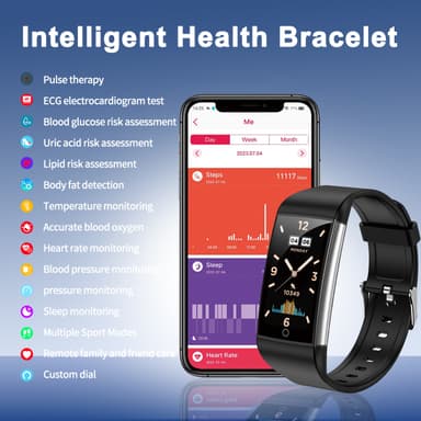 Smart klocka med puls, sömnmonitor, stegräknare IP68 Svart
