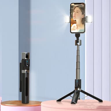 Tripod selfiestick utdragbart mobilstativ med trådlös Bluetooth-fjärrk