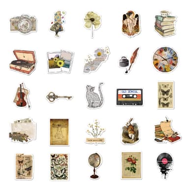 Klistermärken Vintage A Flerfärgade 50-pack