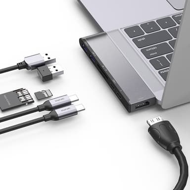 USB-C dockningsstation 2 USB, 4K HDMI, USB-C PD, SD/TF kort