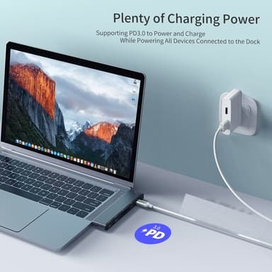 USB-C dockningsstation 2 USB, 4K HDMI, USB-C PD, SD/TF kort