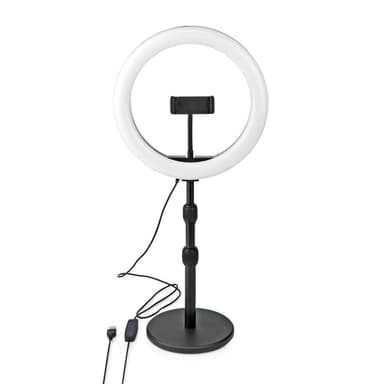 Nedis Ringljus | 10 inch | 120 LED's | 2700 - 6700 K | Skrivbord | Svart
