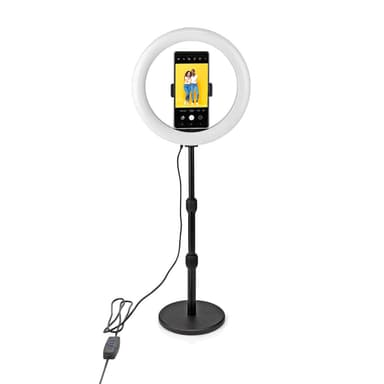 Nedis Ringljus | 10 inch | 120 LED's | 2700 - 6700 K | Skrivbord | Svart