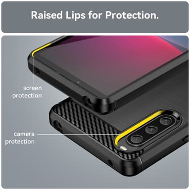 SKALO Sony Xperia 10 V Armor Carbon Stöttåligt TPU-skal - Svart
