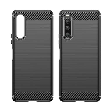 SKALO Sony Xperia 10 V Armor Carbon Stöttåligt TPU-skal - Svart