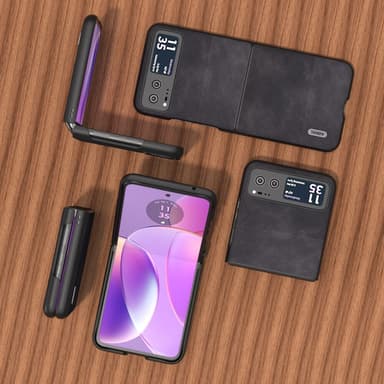 SKALO Motorola Razr 40 5G ABEEL PU-Läder Fold Skal - Svart