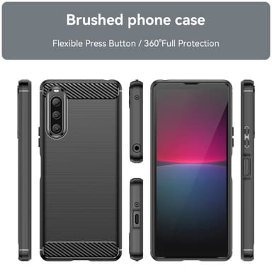 SKALO Sony Xperia 10 V Armor Carbon Stöttåligt TPU-skal - Svart