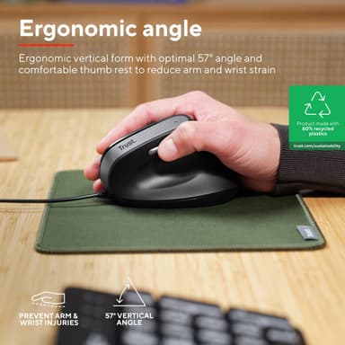 Trust Bayo II Ergonomisk mus Svart