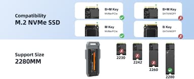 MAIWO USB4 Type-C M.2 NVMe SSD Extern Kabinett Aluminium 40Gbps