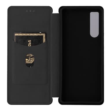 SKALO Sony Xperia 10 V Carbon Fiber Plånboksfodral - Svart