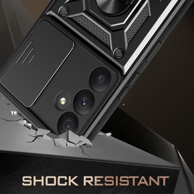 SKALO Samsung A55 5G Armor Hybrid Metallring Kameraslider - Svart