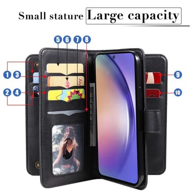 SKALO Samsung A55 5G 10-FACK Plånboksfodral - Svart