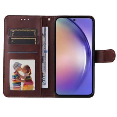 SKALO Samsung A55 5G PU-Läder Plånboksfodral - Brun