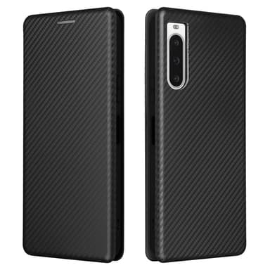 SKALO Sony Xperia 10 V Carbon Fiber Plånboksfodral - Svart