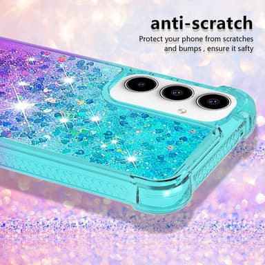 SKALO Samsung A55 5G Kvicksand Glitter Hjärtan TPU-skal - Turkos-Lila