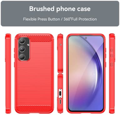 SKALO Samsung A55 5G Armor Carbon Stöttåligt TPU-skal - Röd