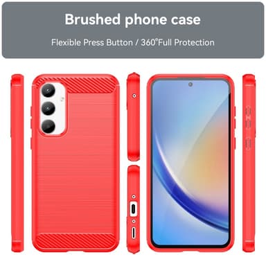 SKALO Samsung A35 5G Armor Carbon Stöttåligt TPU-skal - Röd