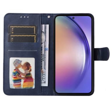 SKALO Samsung A55 5G PU-Läder Plånboksfodral - Blå