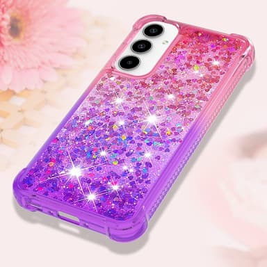 SKALO Samsung A35 5G Kvicksand Glitter Hjärtan TPU-skal - Rosa-Lila