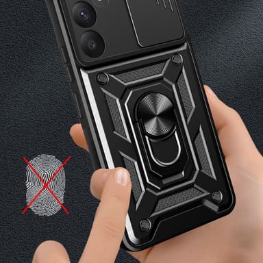SKALO Samsung A35 5G Armor Hybrid Metallring Kameraslider - Röd
