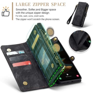 CaseMe Samsung A55 5G CaseMe Big Wallet 2in1 Magnet Plånbok - Svart